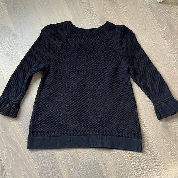 LOFT Black Knit Sweater with Ruffle Sleeves - Picture 4 of 5